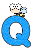 Alfabetten Blauw met bijtje De Letter Q Bij