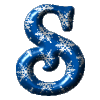 Alfabetten Blauw met sneeuwvlokken Letter S