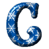 Alfabetten Blauw met sneeuwvlokken Letter G