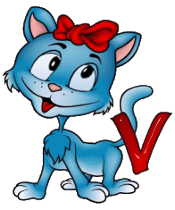 Alfabetten Cartoon kitty Letter V