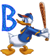 Alfabetten Donald duck honkbal glitter Letter B