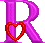 Alfabetten Hartjes paars Roze Letter R