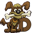 Alfabetten Hond met kluif Letter D