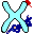 Alfabetten Lichtblauw met mannetje Letter X