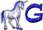 Alfabetten Paarde blauw Letter G