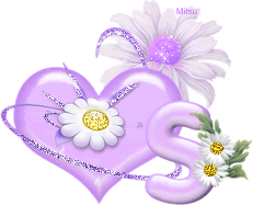 Alfabetten Paars hartje met bloemen Letter S