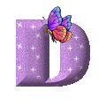 Alfabetten Paars met vlinder Letter D
