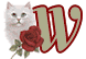 Alfabetten Poes met roos Letter W