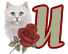Alfabetten Poes met roos Letter U