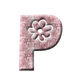 Alfabetten Roze met bloemetje Letter P