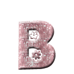 Alfabetten Roze met bloemetje Letter B