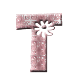 Alfabetten Roze met bloemetje Letter T