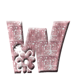 Alfabetten Roze met bloemetje Letter W
