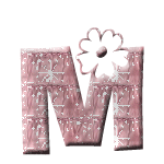 Alfabetten Roze met bloemetje Letter M