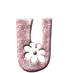 Alfabetten Roze met bloemetje Letter U
