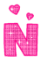Alfabetten Roze met hartje 3 Letter N