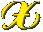 Alfabetten Sierlijk geel Letter X