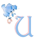 Alfabetten Vogel blauw Letter U