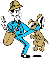 Beroepen plaatjes Postbode Postbode Met Hond Aan Been