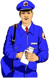 Cliparts Beroepen Postbodes Postbezorger Met Blauwe Pet Blauw Tenue Blauwe Tas En Brief In Zijn Handen