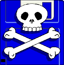 Cliparts Computer Diskette Blauw Floppy Met Wit Doodshoofd