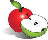 Cliparts Eten en drinken Appels Rode Appel En Groene Halve Appel