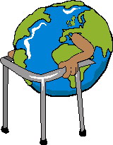 Cliparts Geografie Wereldbollen Wereldbol Met Bruine Armen Looprek Met Drie Poten
