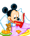 Baby disney Disney plaatjes Baby Mickey Leest Boek In Bed
