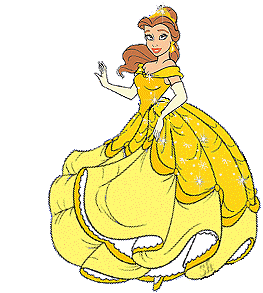 Belle en het beest Disney plaatjes Belle Danst In Gele Glitter Jurk