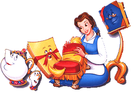 Belle en het beest Disney plaatjes Belle Aait Het Betoverde Hondje