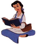 Belle en het beest Disney plaatjes Belle Leest Boek In Kleermakerszit