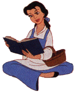 Belle en het beest Disney plaatjes Belle Leest Boek In Kleermakerszit