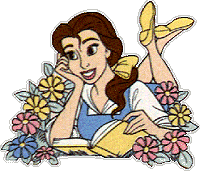 Belle en het beest Disney plaatjes Belle Leest Boek Tussen Bloemen