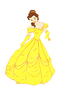 Belle en het beest Disney plaatjes Belle Kijkt Naar Haar Gele Jurk