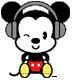 Cuties Disney plaatjes Cutie Mickey Met Koptelefoon Knipoogt