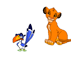 De leeuwenkoning Disney plaatjes Zazu En Simba Die Gekke Bekken Trekt Leeuwenkoning