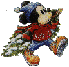 Disney plaatjes Disney kerst Mickey Mouse Met Winterkleding Aan Die Een Kerstboom Mee Sleept