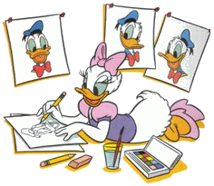 Disney plaatjes Katrien duck Katrien Duck Tekent Donald Duck