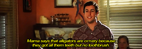 gebit Gifs Filmsterren Adam sandler alligator The Waterboy bobby Boucher 