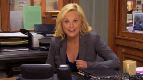 Amy Poehler GIF. Tv Gifs Filmsterren Amy poehler Ja Opgewonden Nbc Parks and recreation Leslie knope 