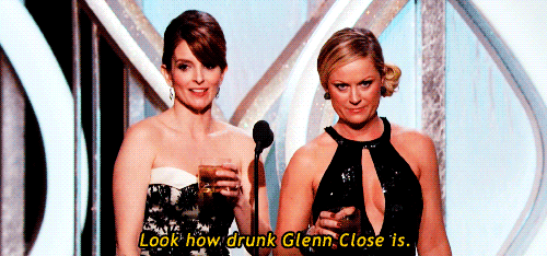 Dronken Tv Gifs Filmsterren Amy poehler Tina fey glimlachen Golden Globes Glenn Close 