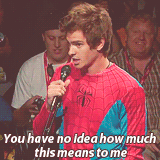 Andrew Garfield GIF. Liefde Flirten Spider man Kus Gifs Filmsterren Andrew garfield Emma stone 