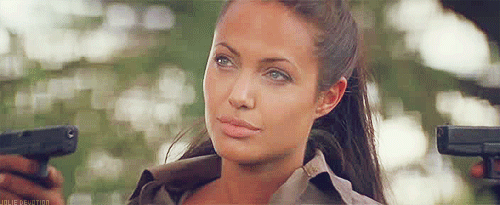 Geweer Angelina jolie Gifs Filmsterren ophalen schouderophalend meh 