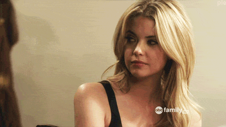 Pretty little liars Hanna Gifs Filmsterren Ashley benson ge&euml;rgerd eye roll 