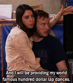 Chris Pratt GIF. Gifs Filmsterren Chris pratt Aubrey plaza Parks and recreation April ludgate Andy dwyer 