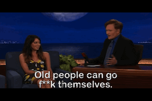 Conan Obrien GIF. Bejaarden Gifs Filmsterren Conan obrien Conan Aubrey plaza 