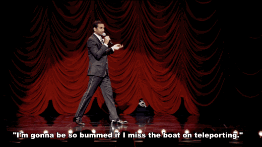 Gifs Filmsterren Aziz ansari komedie teleporteren 