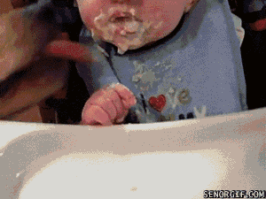 Honden GIF. Dieren Baby Kinderen Voedsel Gifs Hond Likken Bruto Ge&iuml;nteresseerd 