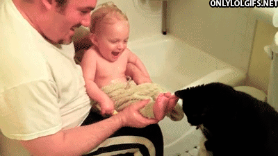 Dieren Baby Kat Gifs likken lachend proeverij 