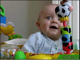 Baby GIF. Bang Baby Memes Gifs Geschokt Verwonderd Gelukkig Glimlachen 